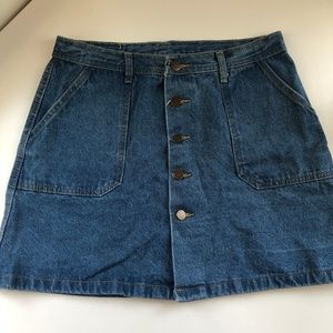 Button-Up Mini Jean Skirt